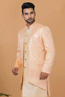 Picture of Royal Gold and Beige Designer Men’s Indo-Western Sherwani for Engagement, Wedding, and Reception