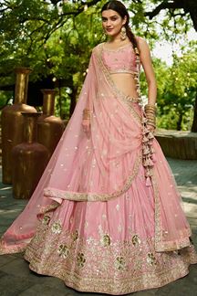 Picture of Creative Pink Designer Indo-Western Lehenga Choli for Engagement and Reception