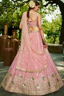 Picture of Creative Pink Designer Indo-Western Lehenga Choli for Engagement and Reception