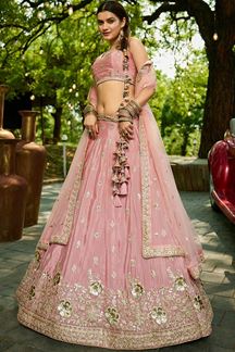 Picture of Creative Pink Designer Indo-Western Lehenga Choli for Engagement and Reception