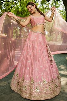 Picture of Creative Pink Designer Indo-Western Lehenga Choli for Engagement and Reception