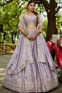 Picture of Striking Mauve Designer Indo-Western Lehenga Choli for Engagement and Reception