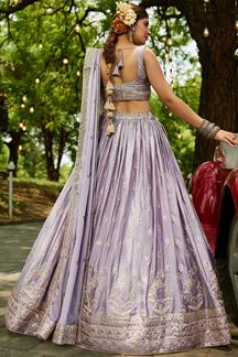 Picture of Striking Mauve Designer Indo-Western Lehenga Choli for Engagement and Reception