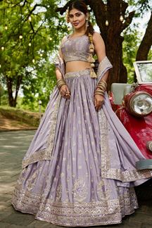 Picture of Striking Mauve Designer Indo-Western Lehenga Choli for Engagement and Reception