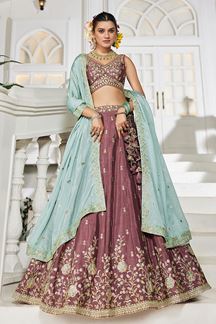 Picture of Charismatic Rose Gold Designer Indo-Western Lehenga Choli for Engagement and Reception