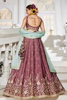 Picture of Charismatic Rose Gold Designer Indo-Western Lehenga Choli for Engagement and Reception