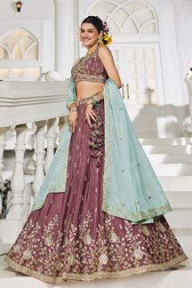 Picture of Charismatic Rose Gold Designer Indo-Western Lehenga Choli for Engagement and Reception