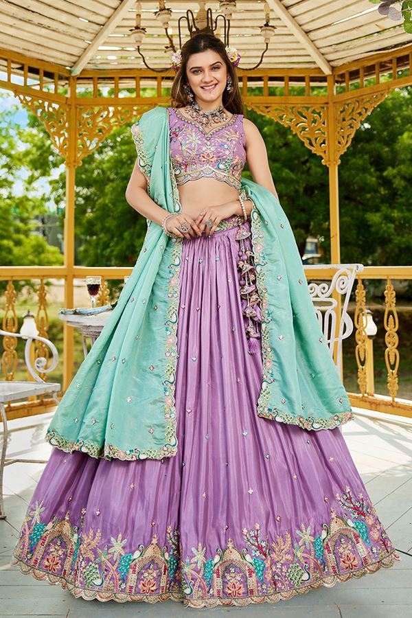 Picture of Surreal Lavender Designer Indo-Western Lehenga Choli for Engagement and Reception