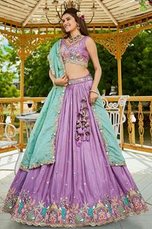 Picture of Surreal Lavender Designer Indo-Western Lehenga Choli for Engagement and Reception