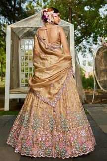 Picture of Irresistible Beige Designer Indo-Western Lehenga Choli for Engagement and Reception