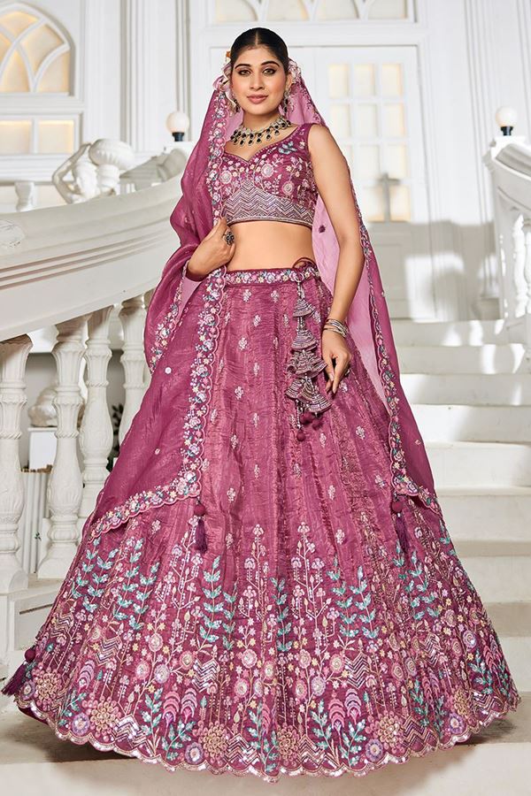 Picture of Delightful Burgundy Designer Indo-Western Lehenga Choli for Engagement and Reception