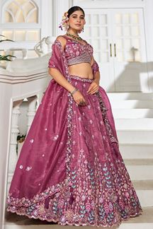 Picture of Delightful Burgundy Designer Indo-Western Lehenga Choli for Engagement and Reception