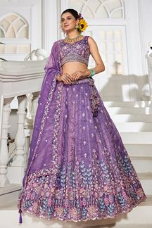 Picture of Marvelous Purple Designer Indo-Western Lehenga Choli for Engagement and Reception