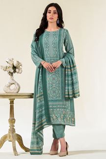 Picture of Captivating Turquoise Designer Straight Cut Suit for Festivals, Sangeet, and Parties (Unstitched suit)