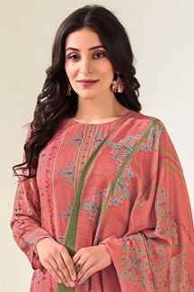 Picture of Alluring Peach Designer Straight Cut Suit for Festivals, Sangeet, and Parties (Unstitched suit)