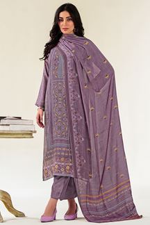 Picture of Smashing Purple Designer Straight Cut Suit for Festivals, Sangeet, and Parties (Unstitched suit)