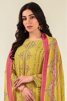 Picture of Outstanding Yellow Designer Straight Cut Suit for Festivals, Haldi, and Parties (Unstitched suit)