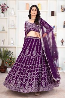Picture of Appealing Purple Designer Wedding Lehenga Choli for Wedding and Reception