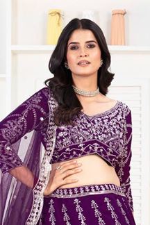 Picture of Appealing Purple Designer Wedding Lehenga Choli for Wedding and Reception