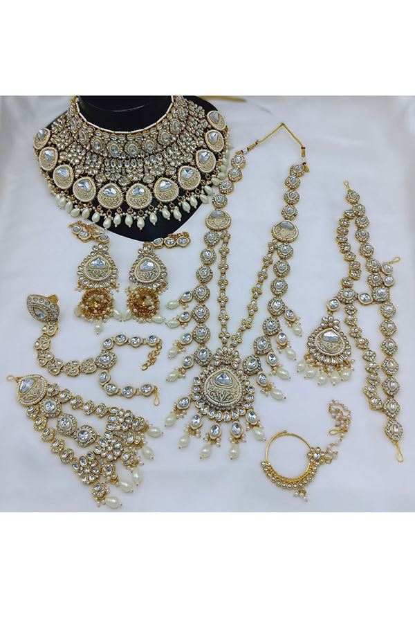 Picture of  Aesthetic White Designer Bridal Necklace Set for Sangeet, Wedding, and Reception