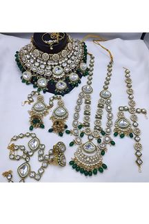Picture of  Enticing Green Designer Bridal Necklace Set for Mehendi, Wedding, and Reception