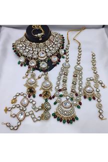 Picture of  Irresistible Green and Maroon Designer Bridal Necklace Set for Wedding and Reception