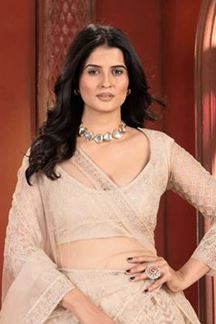 Picture of Divine Beige Designer Wedding Lehenga Choli for Engagement and Reception