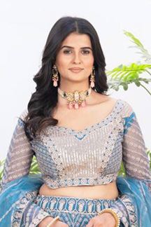 Picture of Glorious Sky Blue Designer Wedding Lehenga Choli for Engagement and Reception