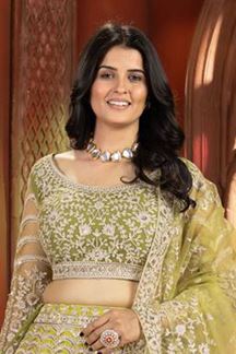 Picture of Astounding Mint Green Designer Wedding Lehenga Choli for Engagement and Reception