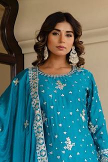 Picture of Outstanding Sky Blue Designer Sharara Suit for Festivals, Sangeet, and Parties