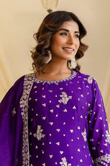 Picture of Alluring Purple Designer Sharara Suit for Festivals, Sangeet, and Parties