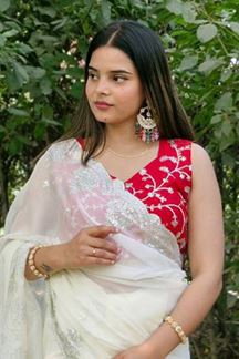 Picture of  Surreal Organza Silk Designer Saree for Engagement, Sangeet, and Parties
