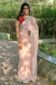 Picture of  Aesthetic Organza Silk Designer Saree for Engagement, Sangeet, and Parties