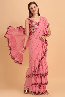 Picture of  Exuberant Georgette Designer Saree for Engagement, Sangeet, and Parties