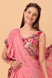 Picture of  Exuberant Georgette Designer Saree for Engagement, Sangeet, and Parties