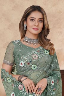 Picture of  Royal Net Designer Saree for Engagement, Reception, and Parties
