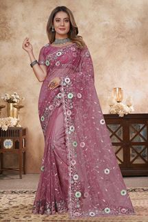 Picture of  Spectacular Net Designer Saree for Engagement, Reception, and Parties