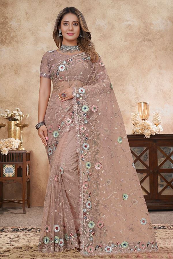 Picture of  Outstanding Net Designer Saree for Engagement, Reception, and Parties