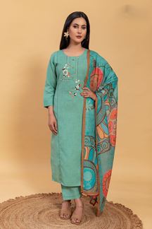 Picture of Alluring Pista Green Designer Straight Cut Suit for Festivals, Sangeet, and Parties