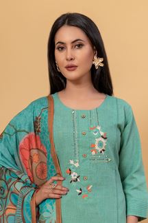 Picture of Alluring Pista Green Designer Straight Cut Suit for Festivals, Sangeet, and Parties