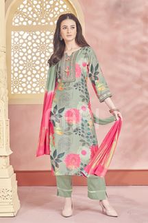 Picture of Charismatic Pista Green Designer Straight Cut Suit for Festivals, Sangeet, and Parties