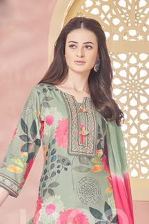 Picture of Charismatic Pista Green Designer Straight Cut Suit for Festivals, Sangeet, and Parties