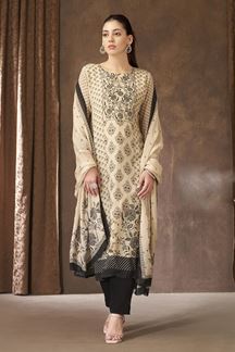Picture of Smashing Cream Designer Straight Cut Suit for Hangouts, Sangeet, and Parties