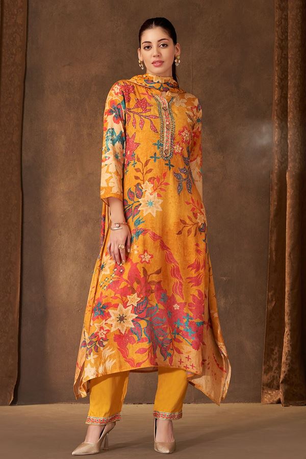 Picture of Fascinating Yellow Designer A-Line Suit for Haldi, Festivals, and Sangeet