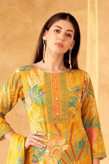 Picture of Mesmerizing Mustard Designer Straight Cut Suit for Festivals, Haldi, and Parties