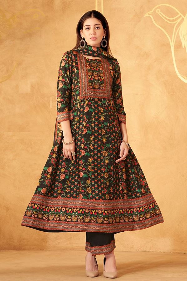 Picture of Striking Black Designer A-Line Suit for Hangouts, Sangeet, and Parties