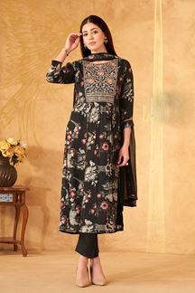 Picture of Aesthetic Black Designer Straight Cut Suit for Hangouts, Sangeet, and Parties