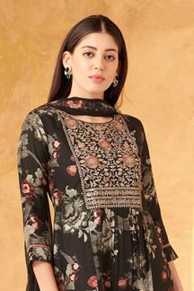 Picture of Aesthetic Black Designer Straight Cut Suit for Hangouts, Sangeet, and Parties