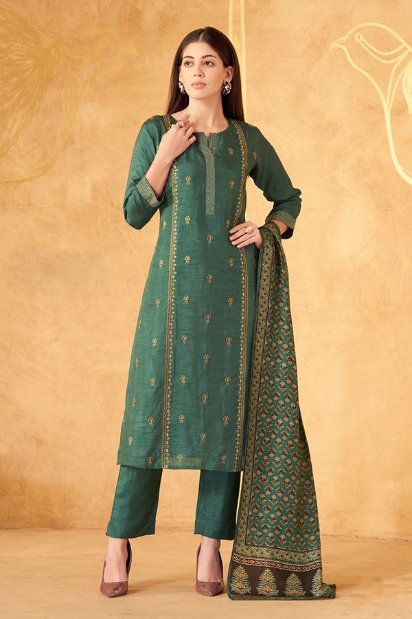 Picture of Enticing Teal Green Designer Straight Cut Suit for Mehendi, Sangeet, and Parties