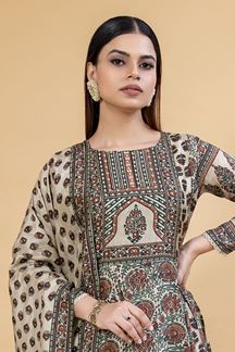 Picture of Delightful Beige Designer A-Line Suit for Festivals, Sangeet, and Parties